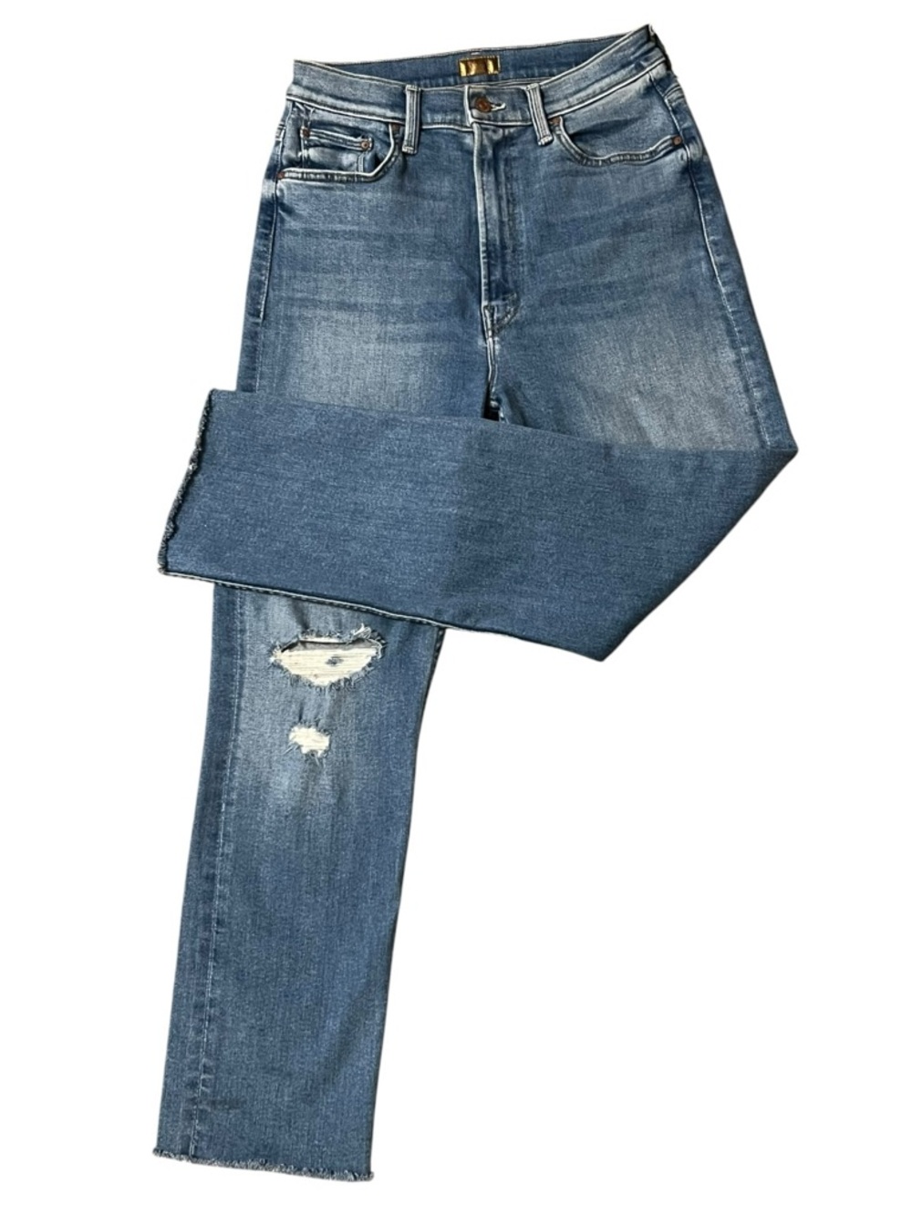 MOTHER Women's High Waisted Rider Ankle Fray Jeans Party Like A Pirate Sz 30 EUC